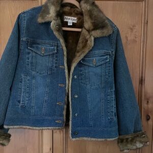 Marvin Richards Blue Denim Jacket with Brown Faux Fur